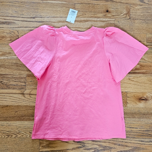 NWT A New Day Size S Barbie Pink Ruffle Sleeve T-shirt Oversized Soft Stretchy - Picture 5 of 6